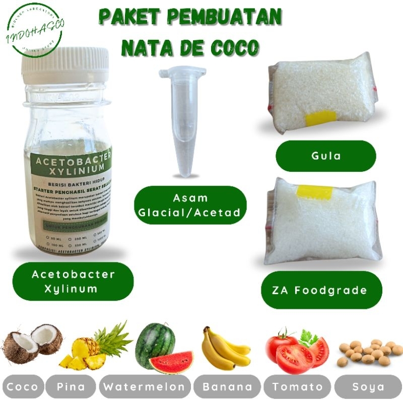 

Paket Bibit Starter Nata De Coco / Acetobacter Xylinium untuk 1 liter, FREE NOTA jika diminta, paket yermasuk ZA Foodgrade, bisa untuk nata De Pina, nata De soya, Nata De Watermelon, Nata De Banana