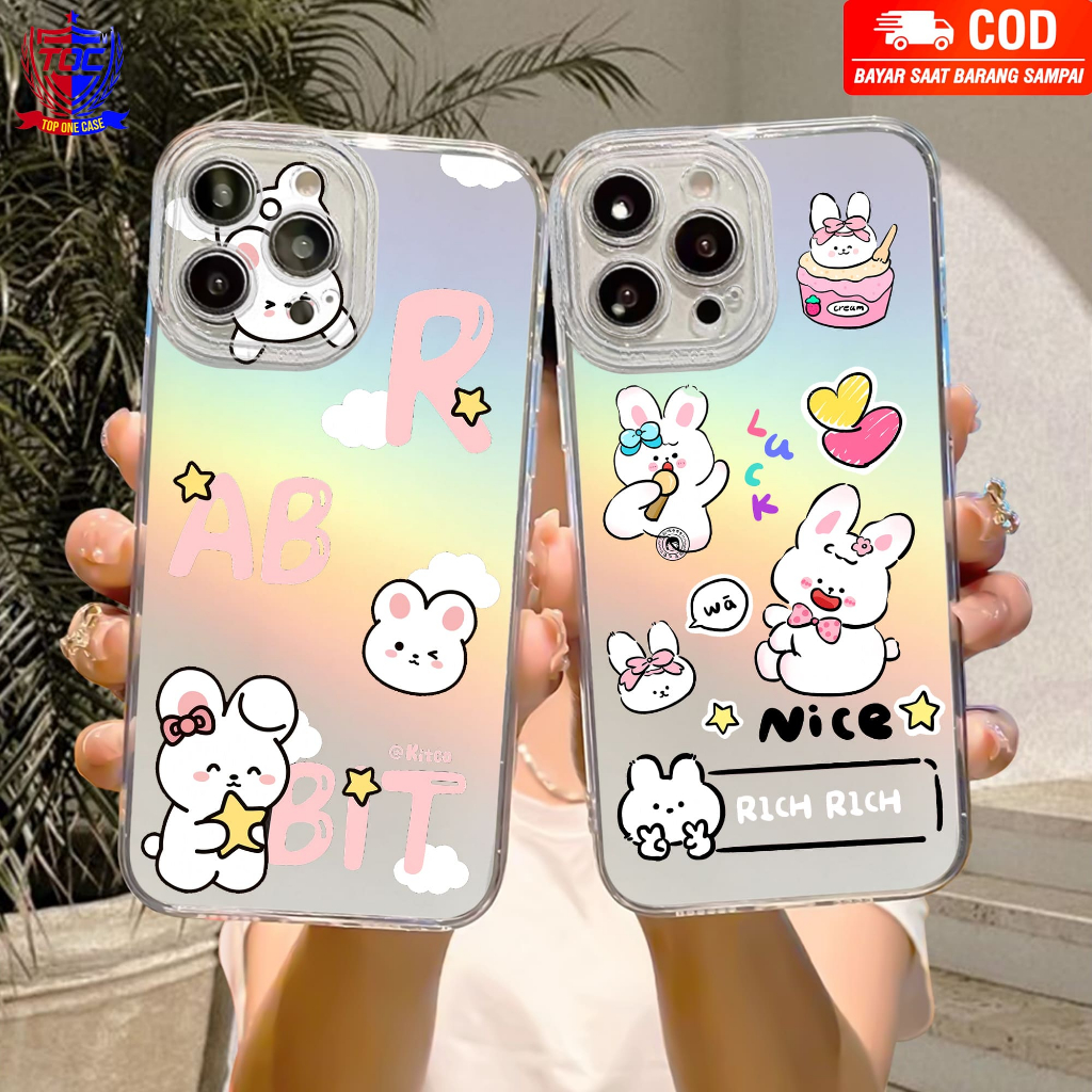 Case Hologram Samsung A14 A24 A34 A54 A22 M22 M32 A15 A25 A35 A55 Motif ( RABBIT NICE 3D ) Softcase 