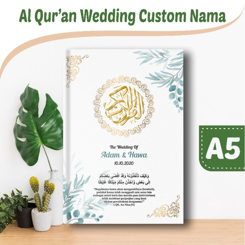 Alquran Tajwid Terjemah & Hafalan Custom Nama/quran non terjemah Custom Nama /Quran Seserahan Weddin