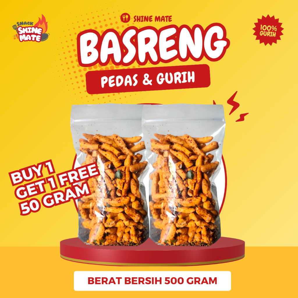 

[500 Gr] Basreng Stik Pedas Daun Jeruk Viral Shine Mate Camilian Food Snack Food Makanan