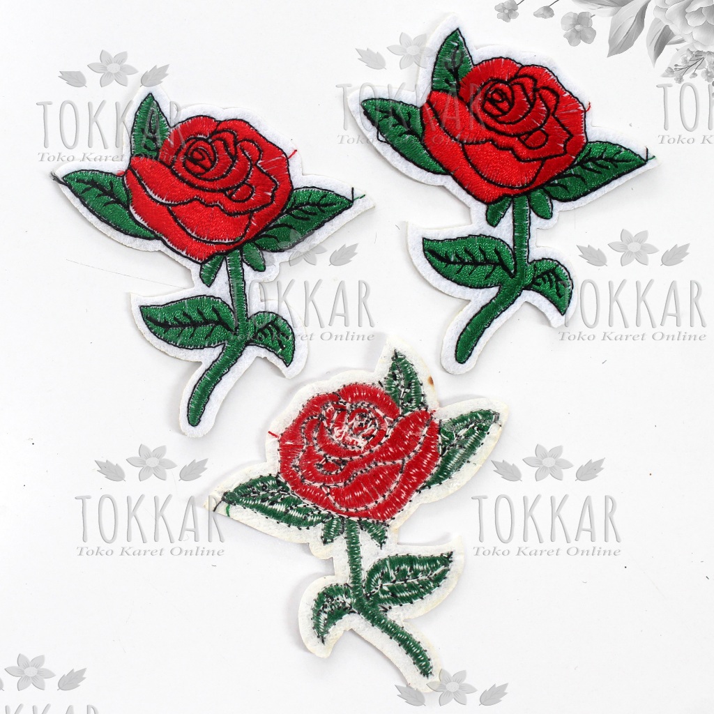 (Per Pcs) AP726 Patch Bunga Mawar Cantik / Bordiran Tempel Bunga Mawar Motif Cantik