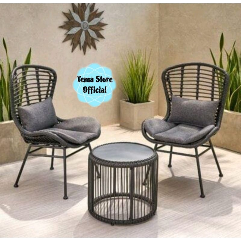 KURSI TERAS / KURSI TERAS ROTAN SINTETIS / KURSI TERAS ROTAN KAKI BESI