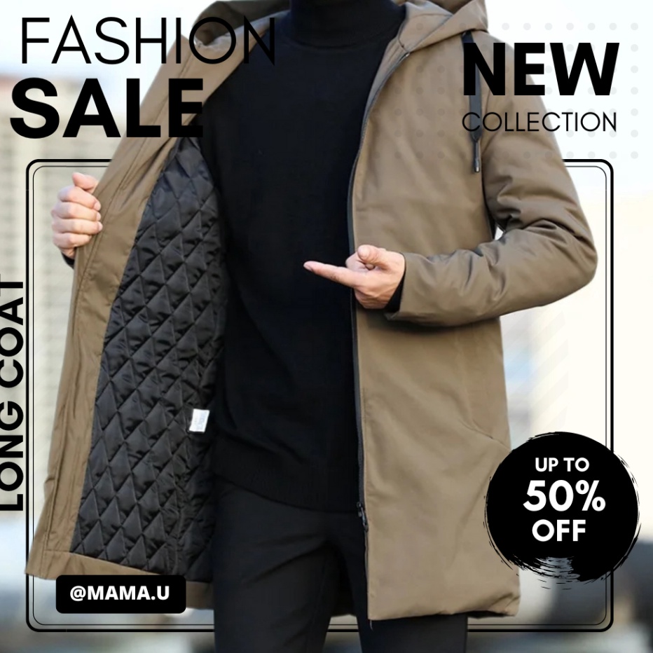 Spesial Jaket Jubah Panjang Musim Dingin Jaket Pria Korea