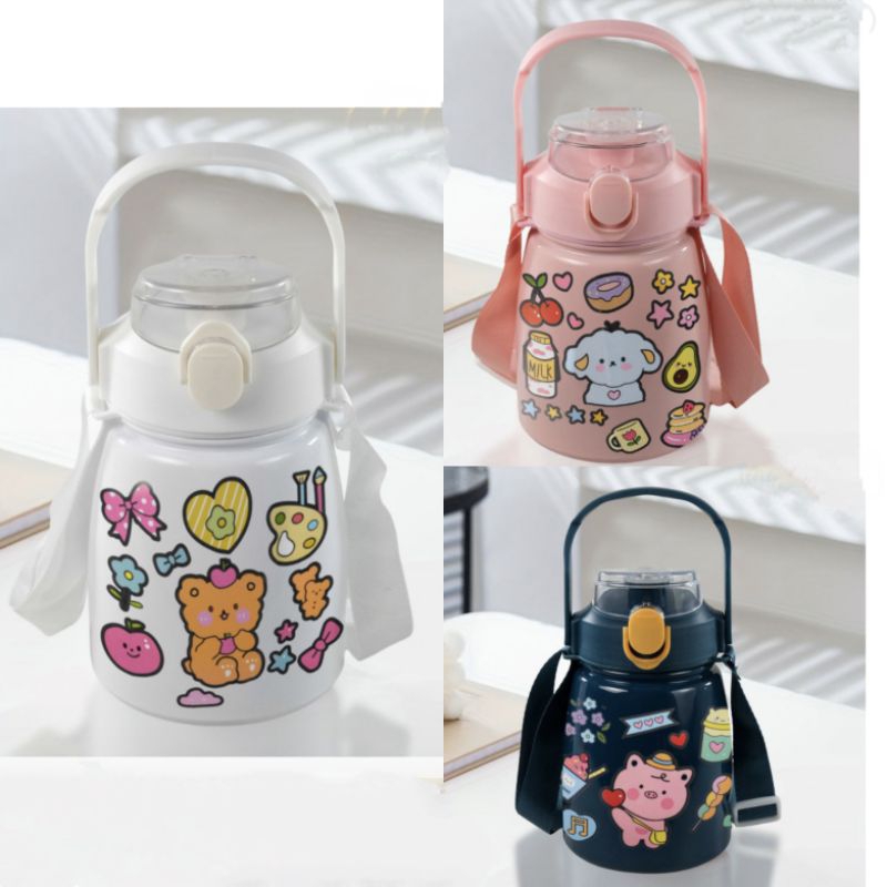 Botol Minum Anak Sekolah Karakter Lucu Sedotan Tempat Air Minum