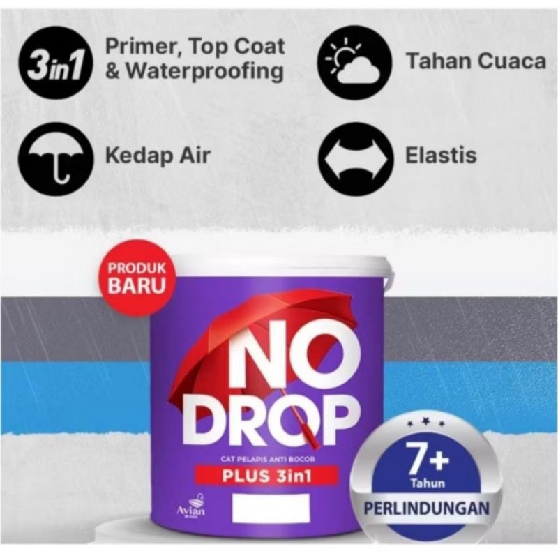 CAT TEMBOK WATERPROOFING NO DROP 3IN1 PLUS 20KG(PAIL) PUTIH/KHUSUS EKSPEDISI