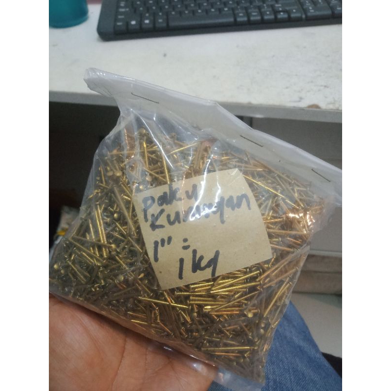 Paku kuningan ukuran 1 inch kepala bulat 1kg,paku kuningan 25 mm kepala bulat 1kg