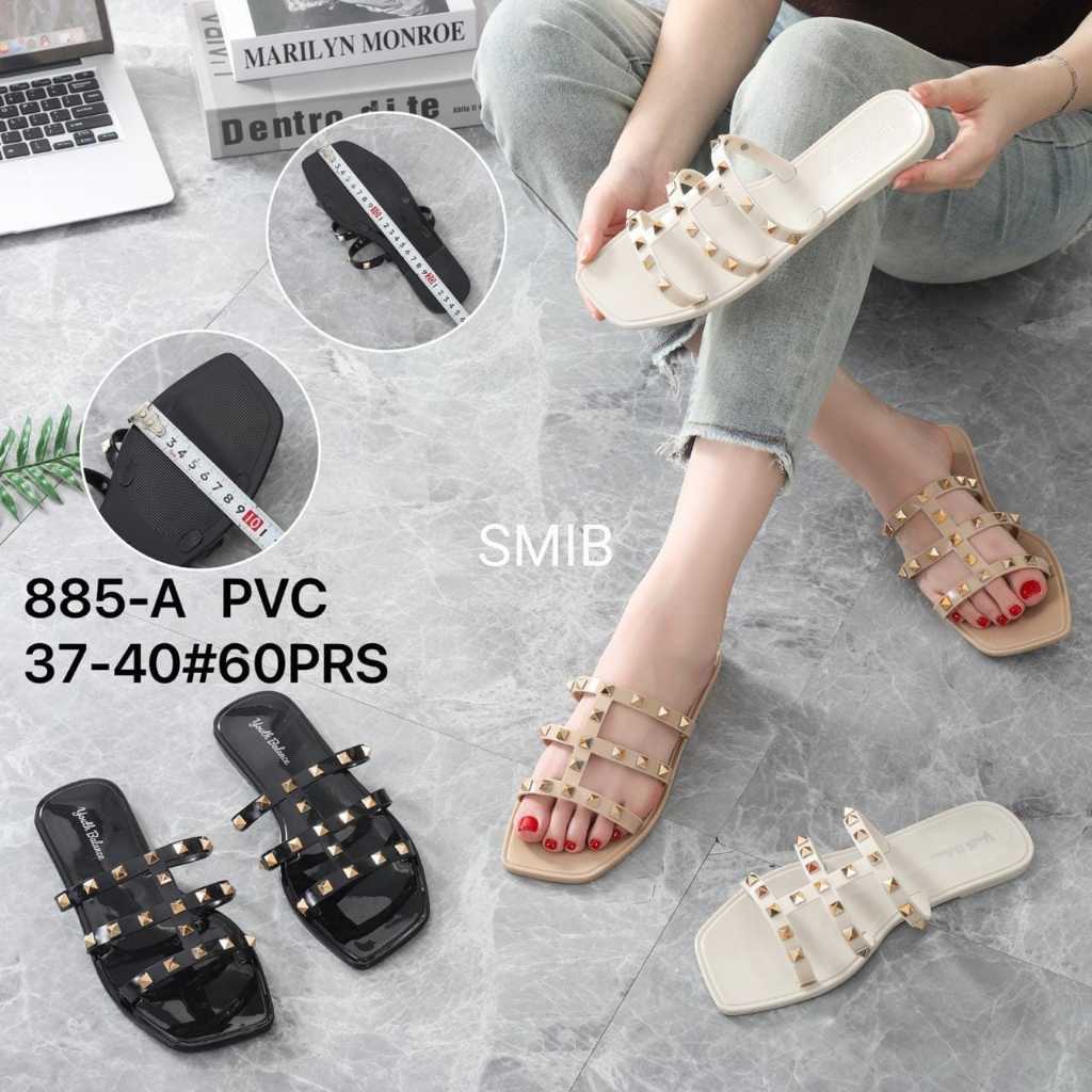 Sandal Selop Wanita Karet Import BALANCE Motif Silang Duri Sol Tipis / 885-A