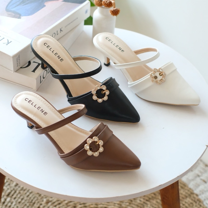 CELLENE Arunika Heels / sepatu sandal selop wanita hak 5cm runcing pump simple ootd kondangan elegan