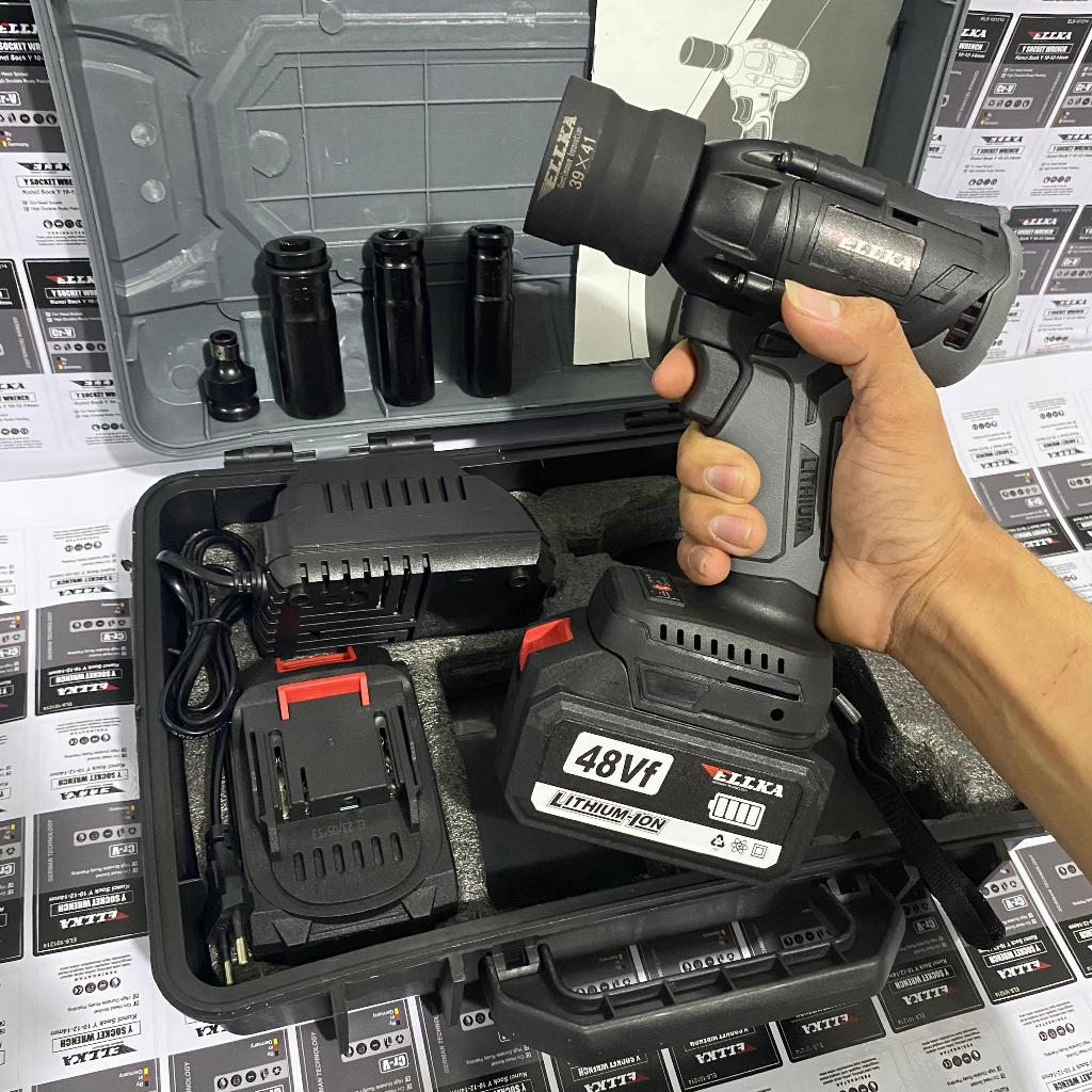 (SESUAI GAMBAR) Mesin bor impact baterai 48VF fullset impact bor 2 baterai 400NM Impact Wrench Set