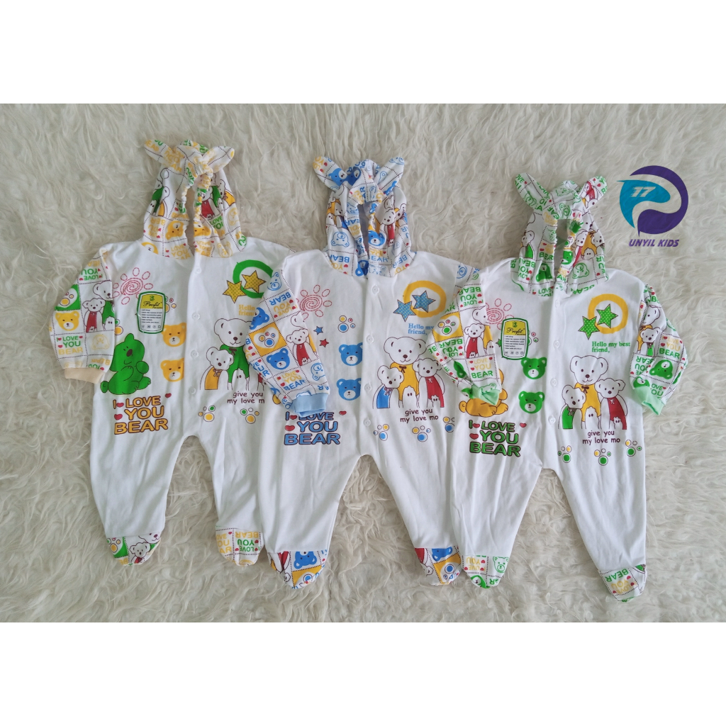 Jumpsuit Bayi Tutup / Sleepsuit Bayi Kaki Tutup (0-6 Bulan) / Jumpsuit Bbay NewBorn