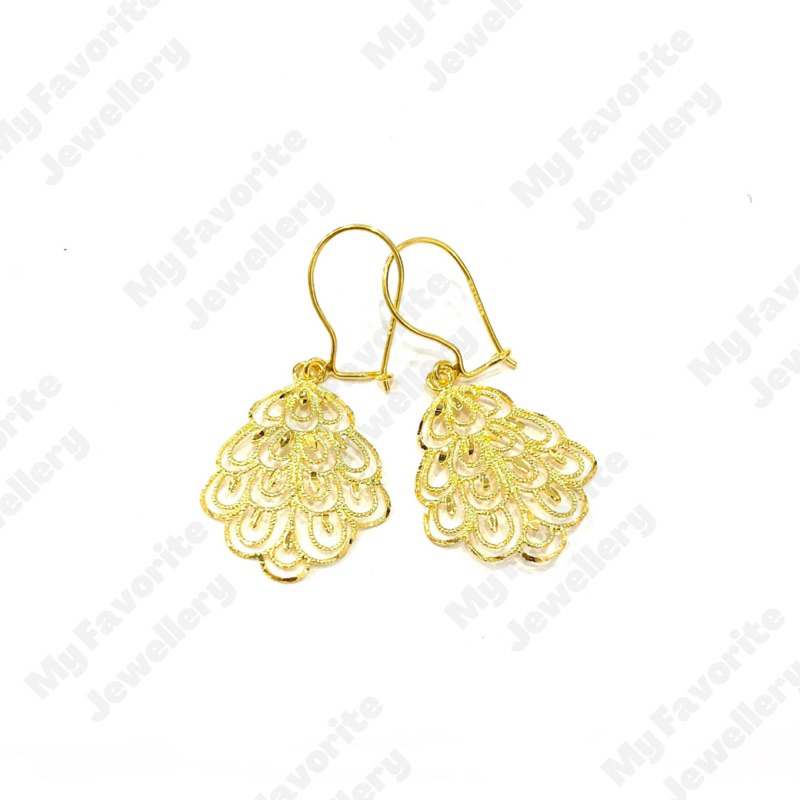 Anting Gantung Motif Merak Emas Asli Kadar 700