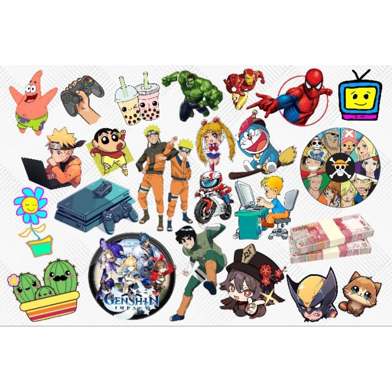 

Stiker kartun isi 30pcs,Naruto,One piece,stiker kartun lucu untuk hiasan di sampul buku,laptop,dll