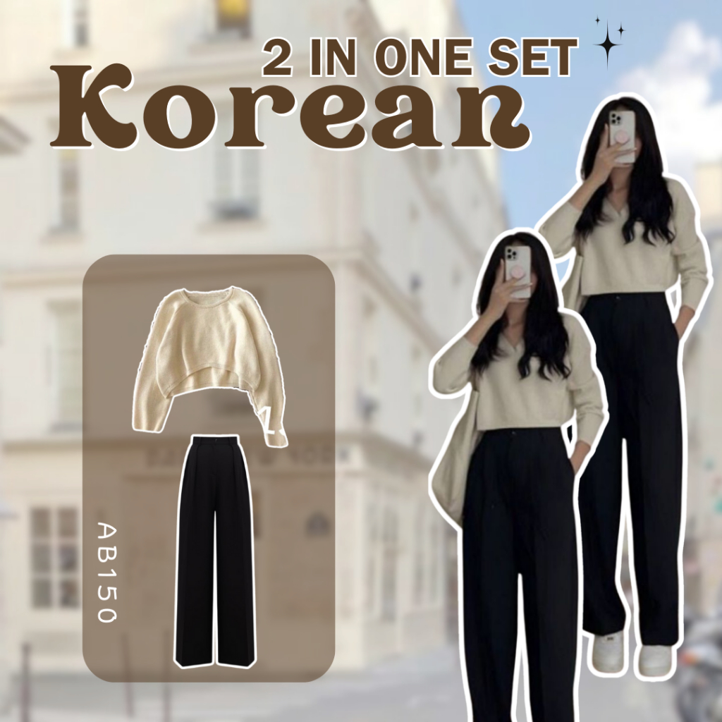 Godiva Outfit 2 In 1 Set AB150 - one set ootd wanita korean style outfit nongkrong caffe one set wan