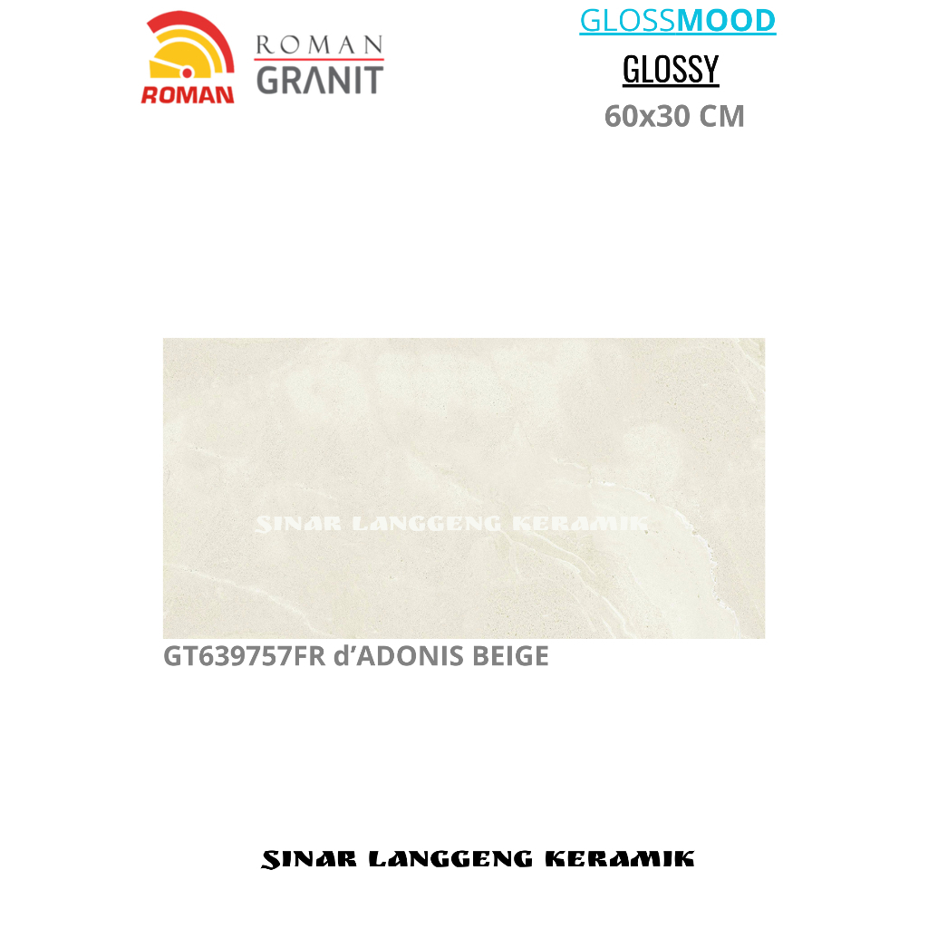 ROMAN GRANIT d'ADONIS BEIGE GT639757FR 30X60 DINDING GLOSSY