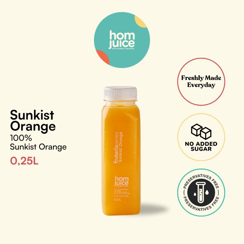 

Homjuice- Sunkist Orange 250ml (ColdPressed Juice/Jus/Detox)