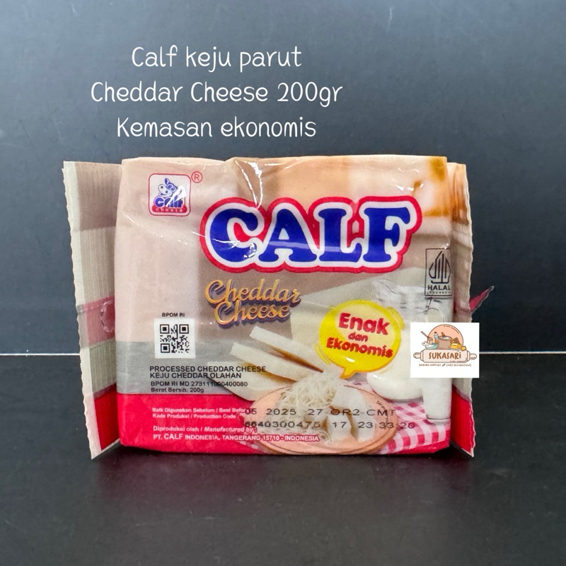 

Calf Cheddar Cheese 200gr blok keju serbaguna Parut ekonomis