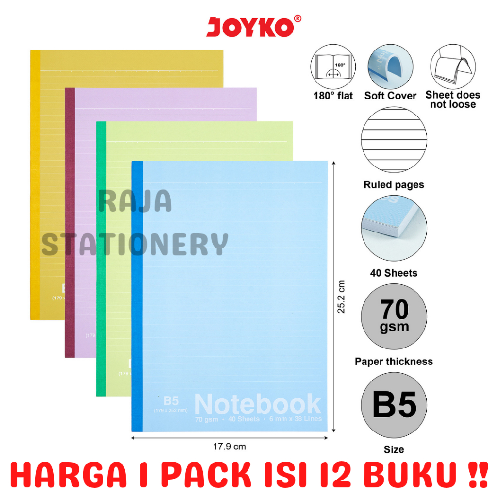 

JOYKO NOTEBOOK B5 GARIS BUKU TULIS B5 SEKOLAH JOYKO PACK LUSIN NB-705 [12PCS]