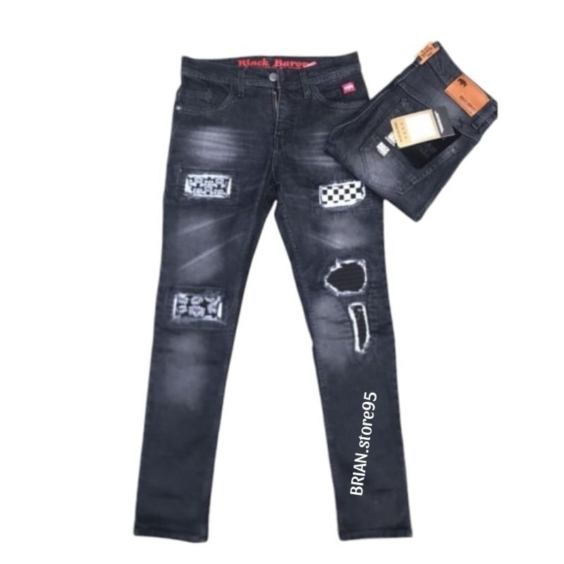 celana jeans panjang pria rucas/ celana panjang pria sobek rucas biker/ celana panjang black Baron s