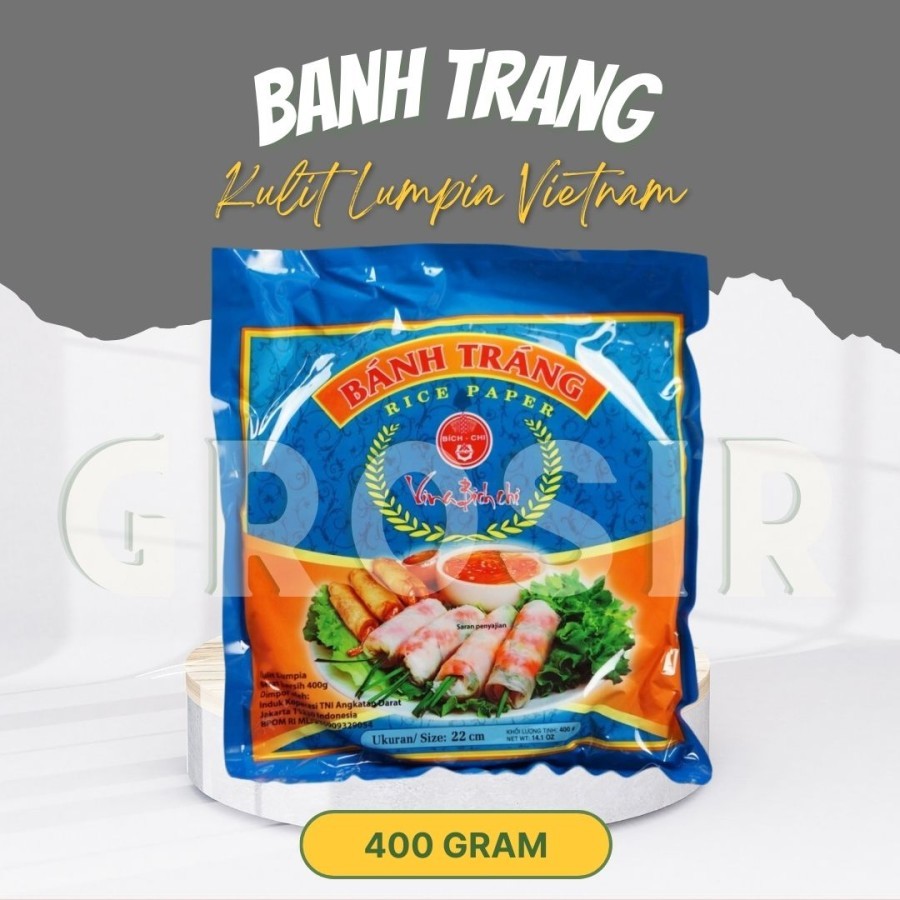 

Bahan Mentah / Lauk Pauk / Kulit Lumpia Vietnam / Rice Paper Roll Vietnam Banh Trang 400 Gr / Halal