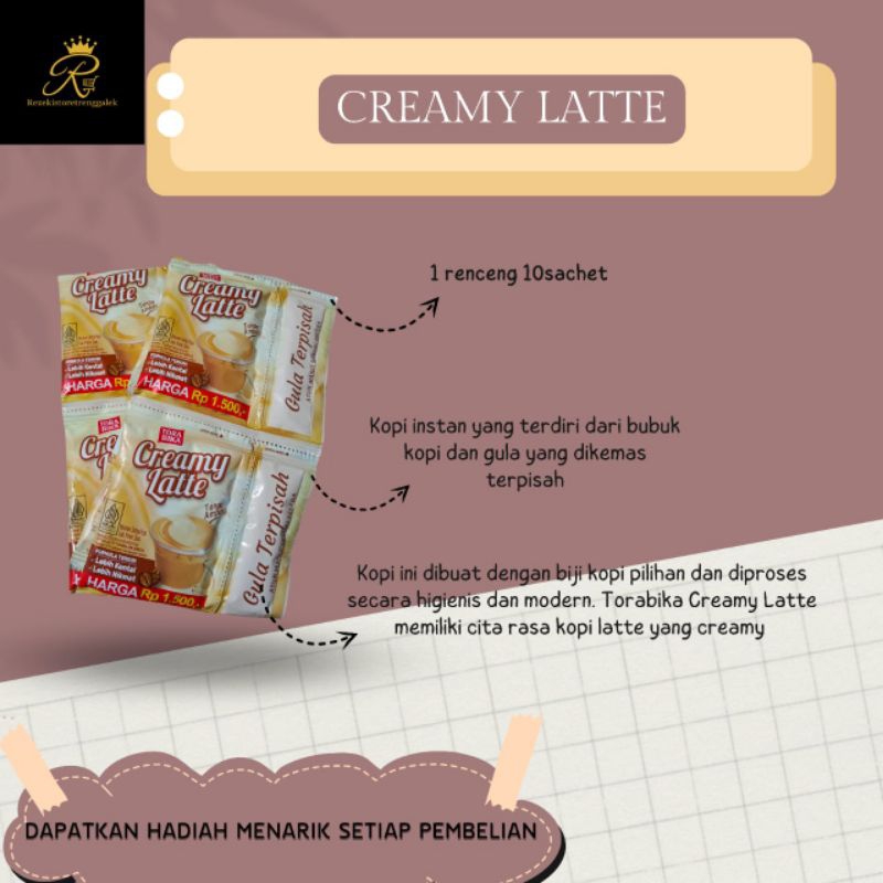 

[Per renceng] Tora Bika Creamy Latte 25gram/ Kopi Tora Bika murah Jatim