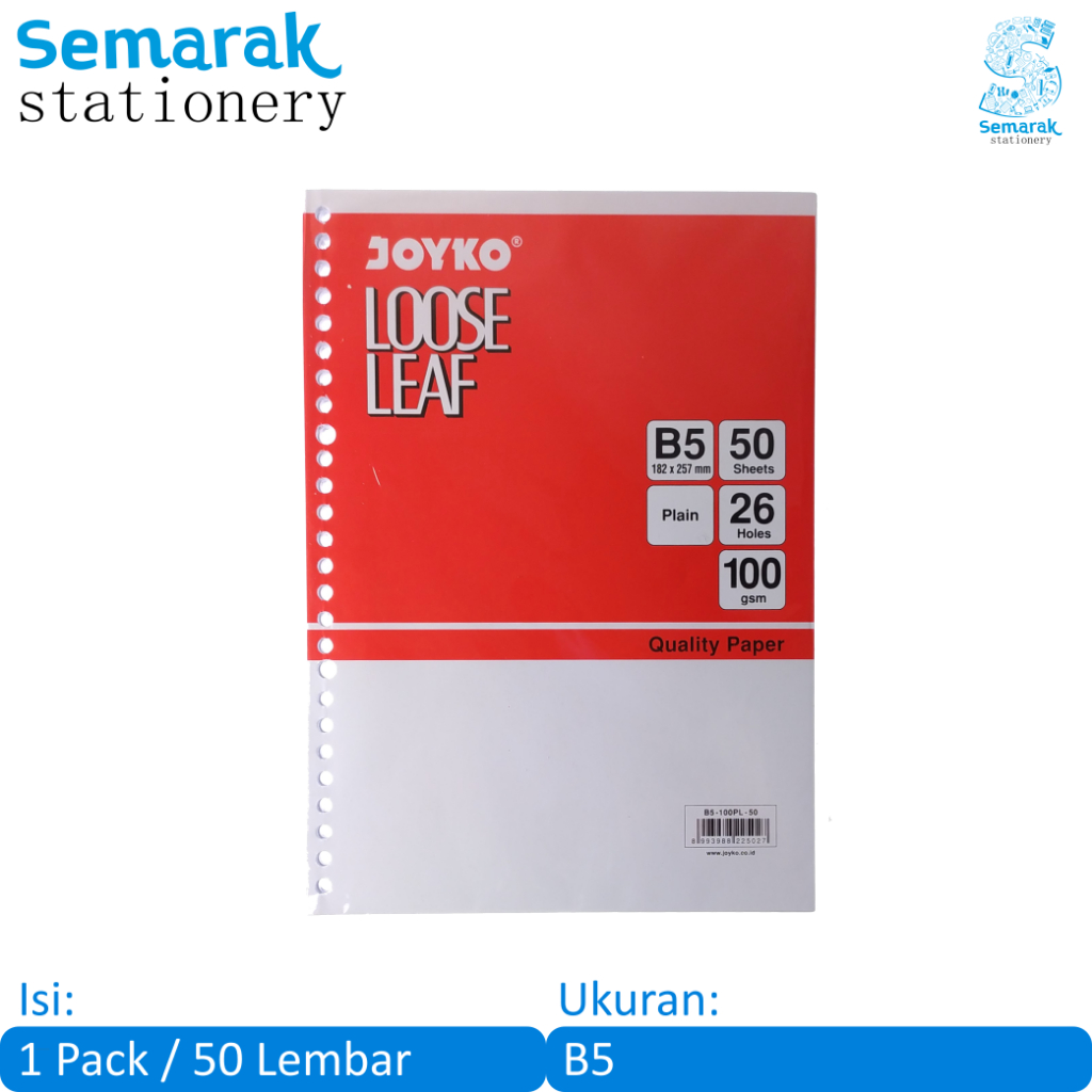 

Joyko Loose Leaf Isi Kertas Binder Polos B5 [1 Pack / 50 Lembar]