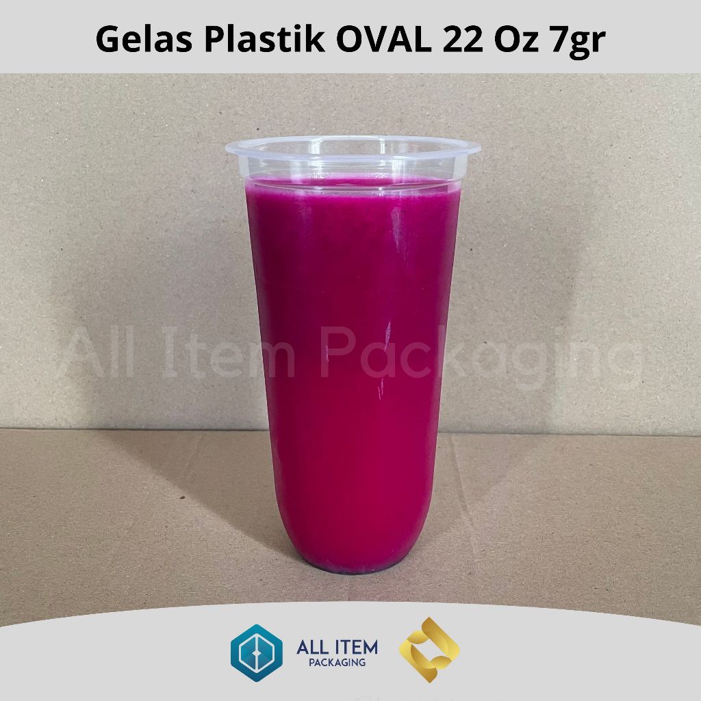 RJM U Cup Oval Plastic Cup / Gelas Plastik PP OVAL 22 Oz 7gr @50 Pcs