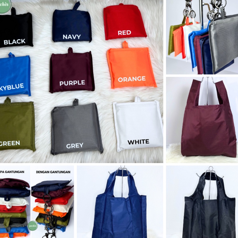 Potongan TAS BELANJA LIPAT PARASUT POLOS 6 WARNA UKURAN JUMBO