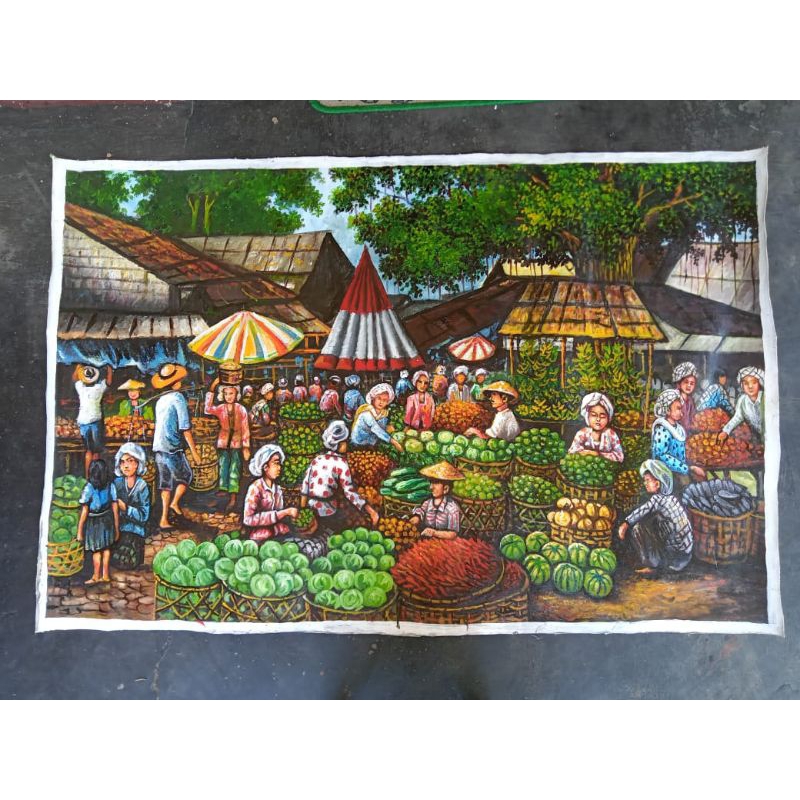lukisan pasar tradisional