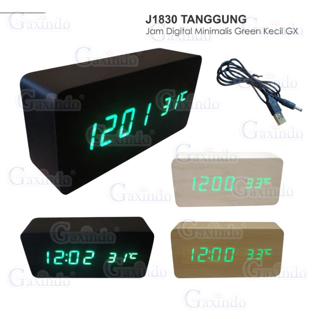JAM MEJA KAYU LED DIGITAL J1830 JAM ALARM DINDING DIGITAL