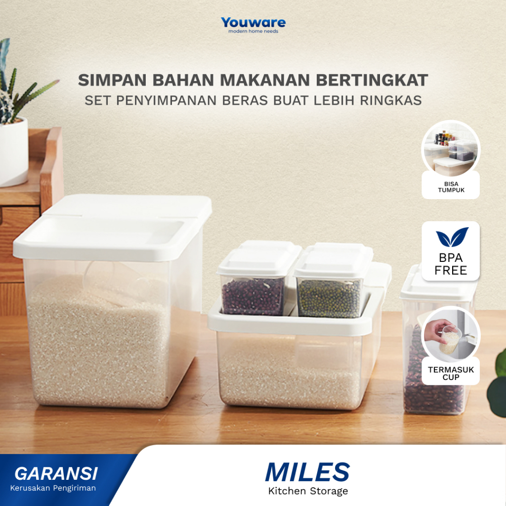 Youware - Miles Rice Box (SET) / Kotak Penyimpanan Beras Kacang-Kacangan Tepung Makanan Kucing Tempa