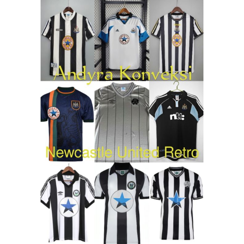 Retro Jersey Newcastle United 90an England - FULL PRINTING - Free Custom Name set