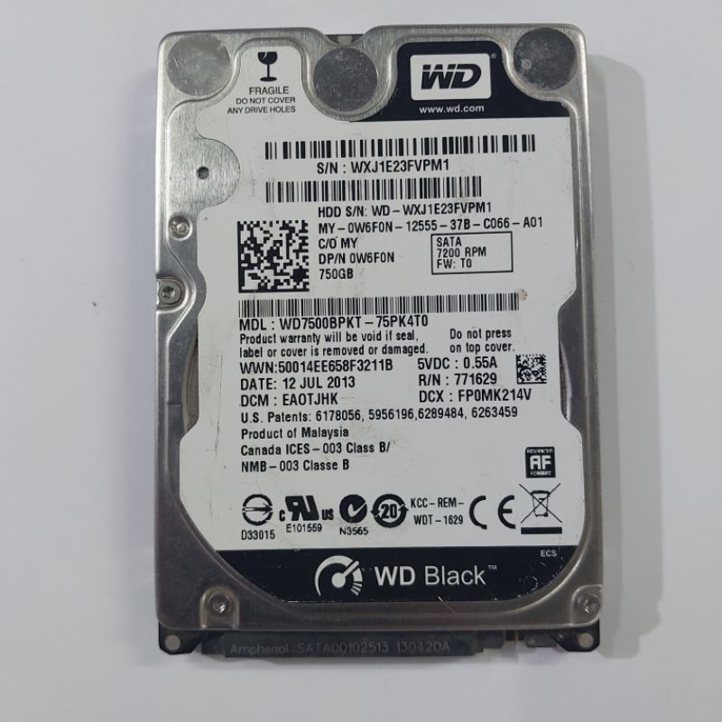 Hard Disk 750GB Laptop 2.5 Sata 7200Rpm - Hdd Notebook 750Gb 2.5INCH 5400Rpm Second ORI