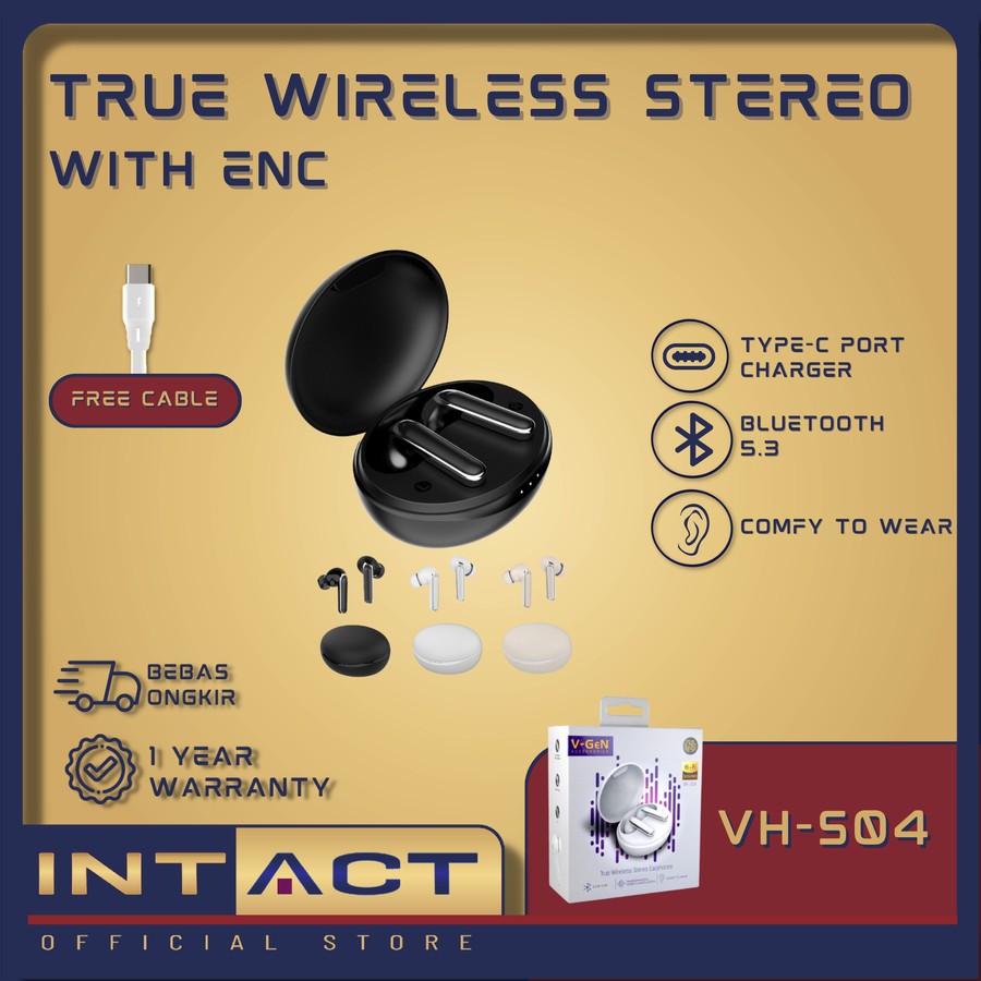 Earphone V-GeN TWS VH-S04 Wireless ENC Type C Bluetooth 5.3 Handsfree