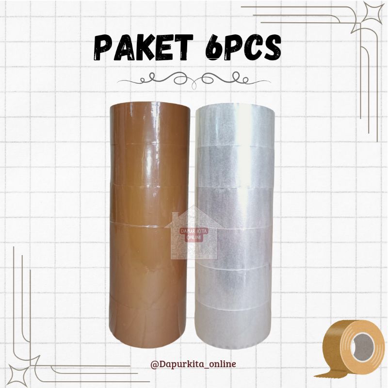 

Paket Lakban Solasi 6 Pcs Murah / Lakban Coklat - Lakban Bening UK 45 mm x 90 Yard 6pcs / Lakban Packing