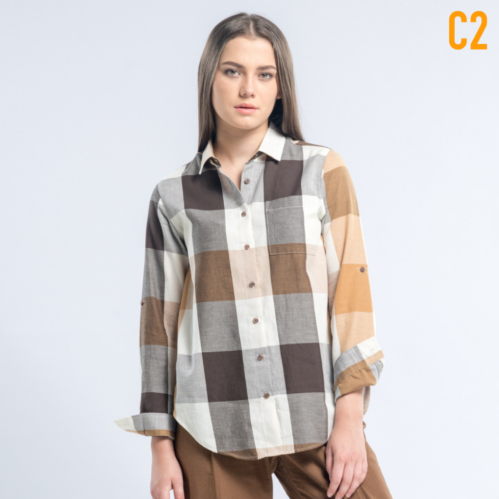 C2 Gasyne Brown Kemeja Casual Wanita