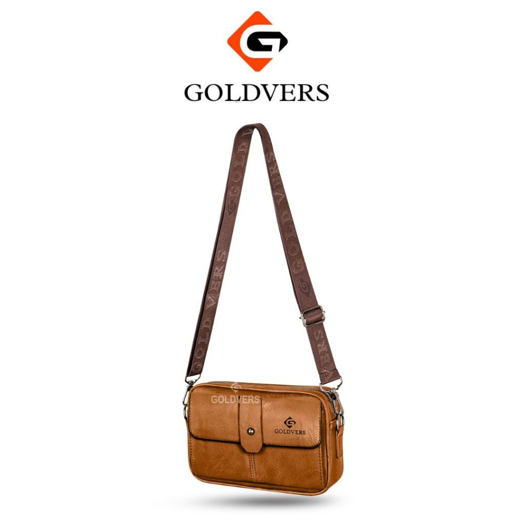 Goldvers - SLACKEY Tas Selempang Bahu Pria Bahan Kulit Premium WATERPROOF Original Brand