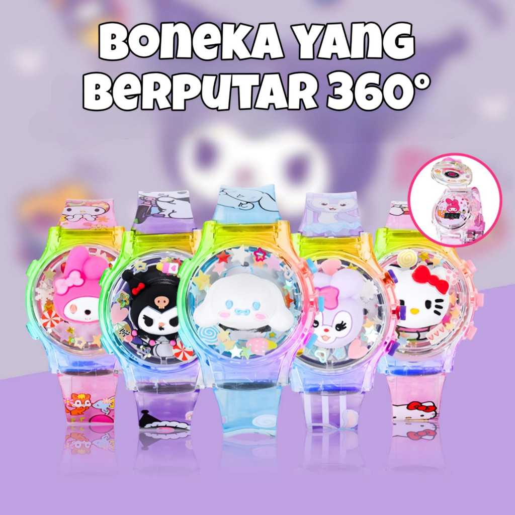 LL- Jam Tangan Anak Rubber Boneka Putar Karakter dengan Musik & Lampu
