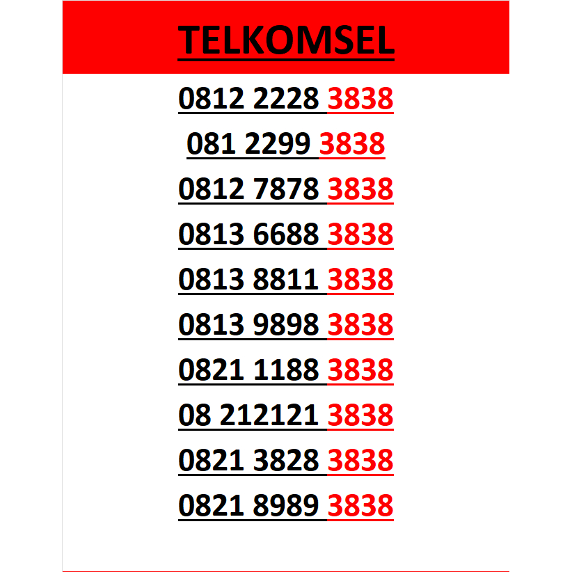 nomor cantik telkomsel simpati seri abab 3838 murah lengkap wn84 5000