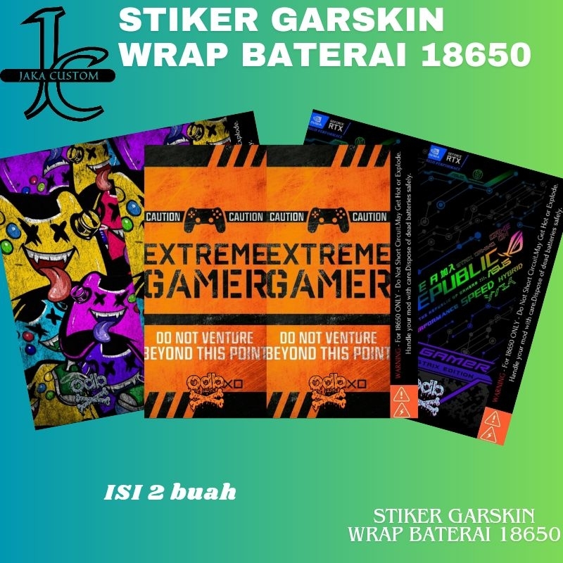 Jaka Custom - Skin Stiker Wrap Baterai 18650 Motif ODB X Gamer Full Desain Untuk Melindungxi Dan Mem