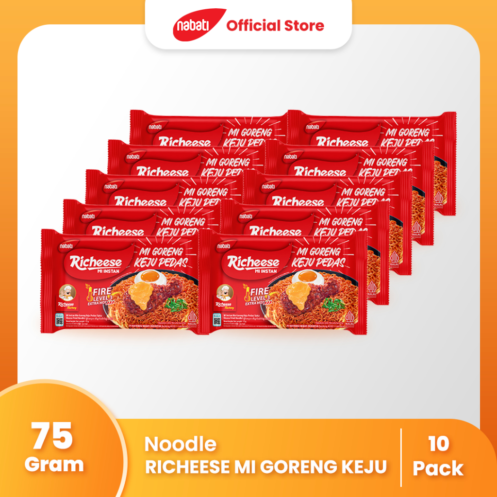

[Bundle Pack Isi 10] Richeese Mi Goreng Keju 75g Level 3