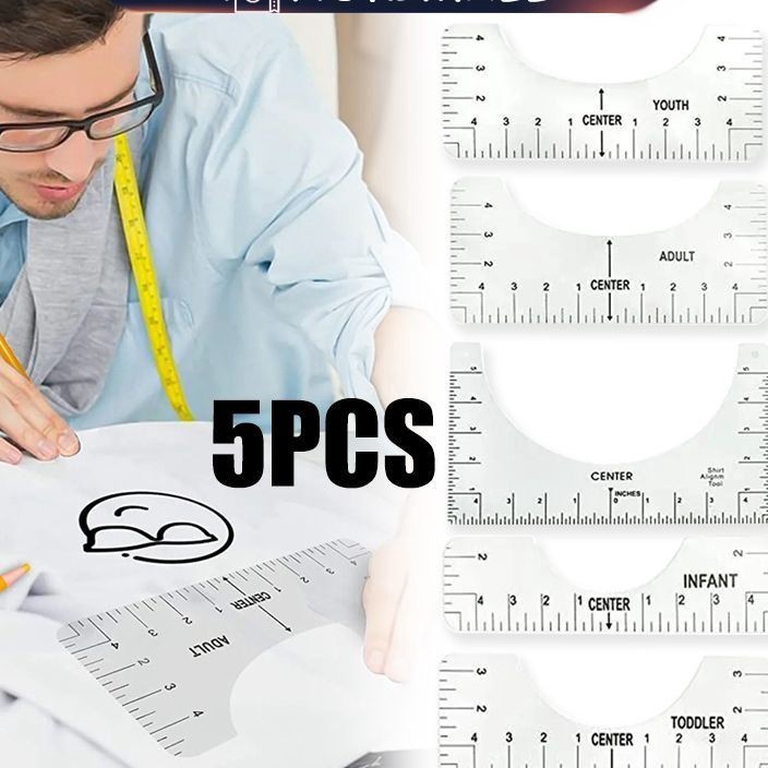 

SENSASIONAL 5PCS Penggaris Pengukur Desain Model Round Neck TShirt Ruler Penggaris Kaos Untuk Sablon Round Neck
