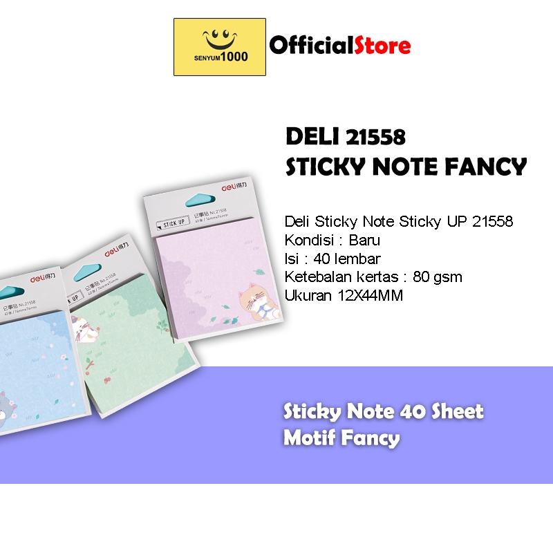 

DELI Stick Up Memo Tempel Kotak Motif 40 s 21558 - Random