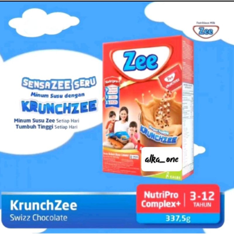 

Zee Reguler Krunchzee Swizz Chocolate 337,5gr / Zee Susu Peninggi Badan