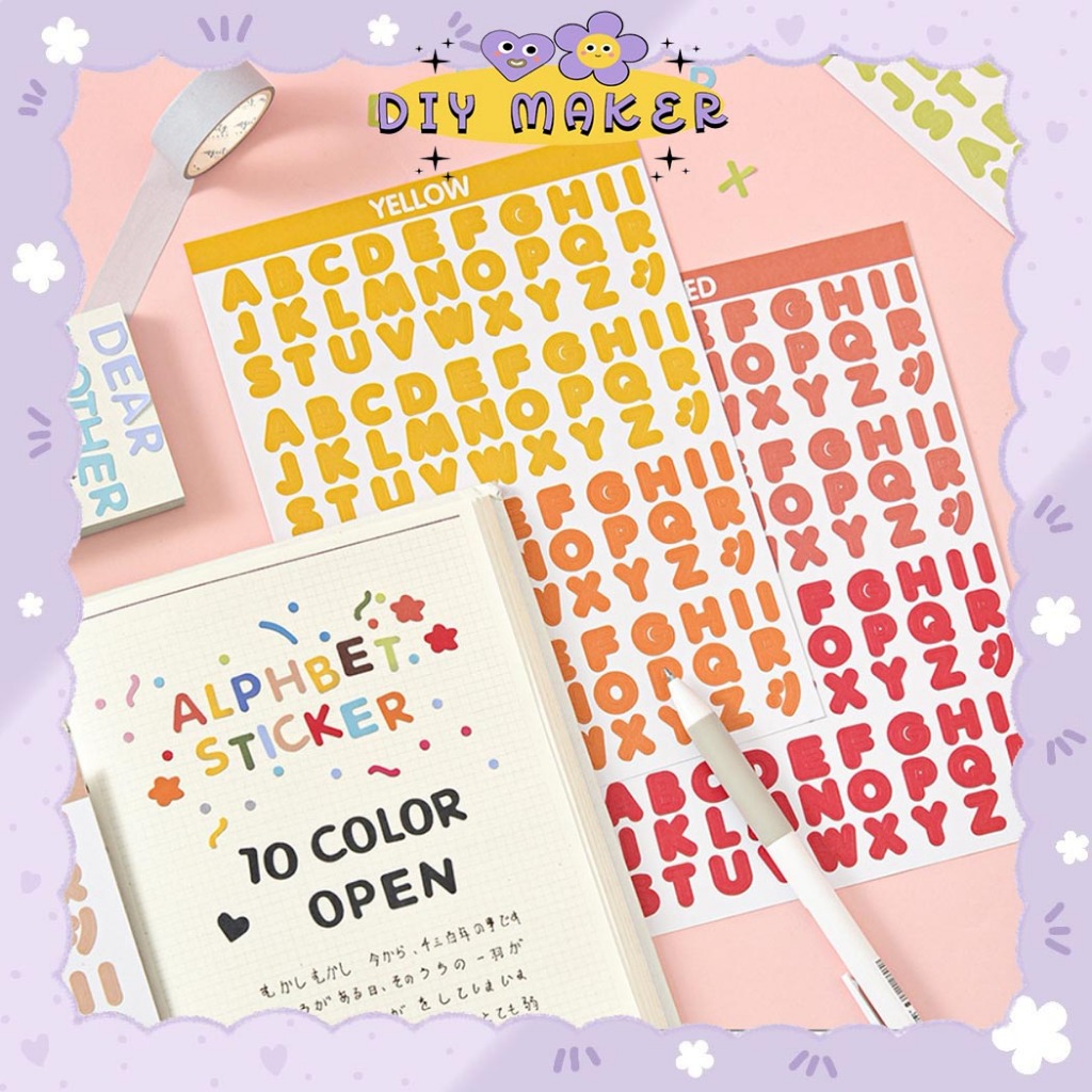 

DM Stiker ALPHABET dan ANGKA Aesthetic DIY Decor Buku Diary 1 Set 2 in 1 Stiker Huruf Deco - SP09