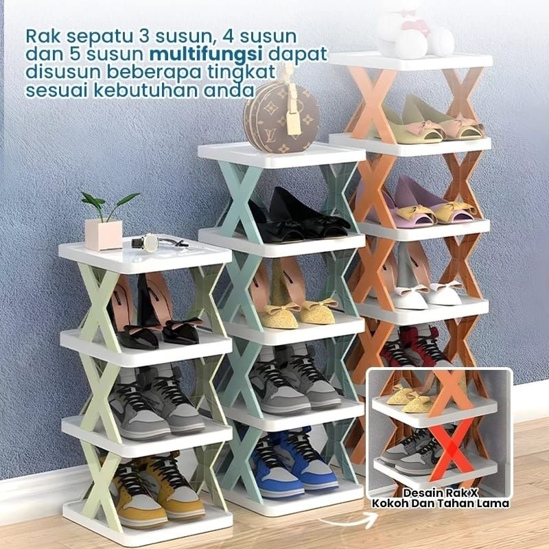 ZIGZAG 5 SUSUN RAK SEPATU rak tempat sendal 5 susun rak sepatu silang rak serbaguna