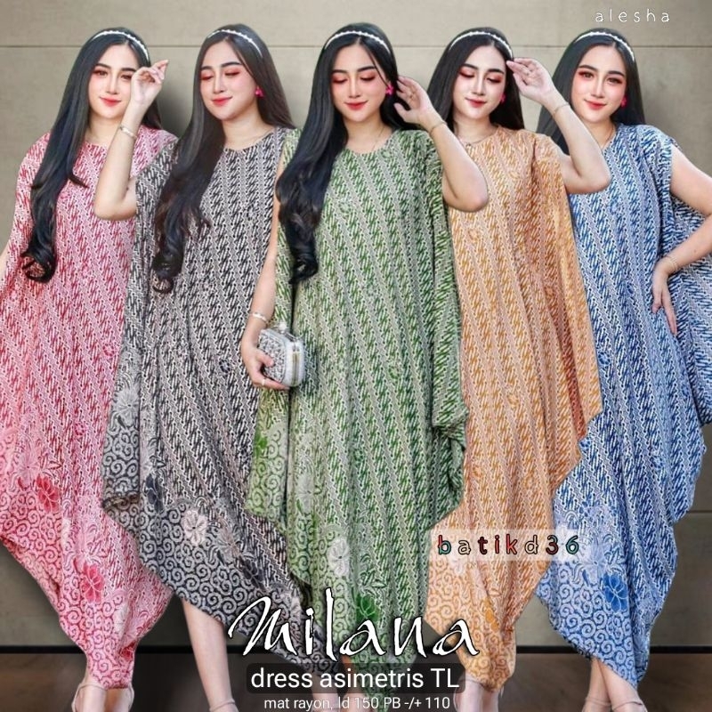Dress batik rayon halus jumbo murah baju atasan pesta kondangan kasual batik wanita Kekinian super b