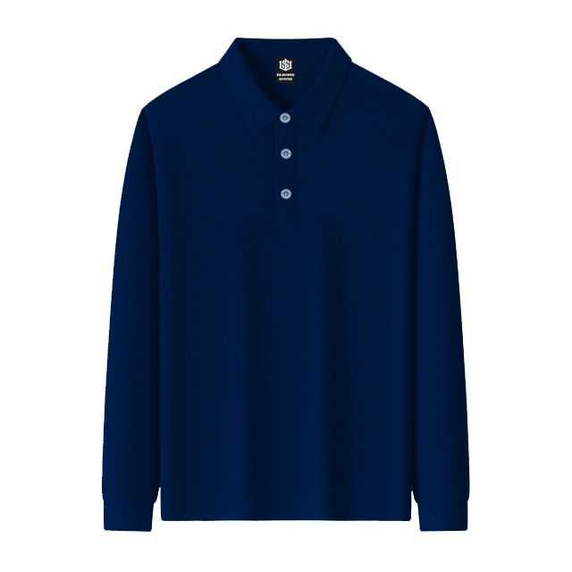 Sileuweu - T-shirt Polo Lengan Panjang Polos Unisex