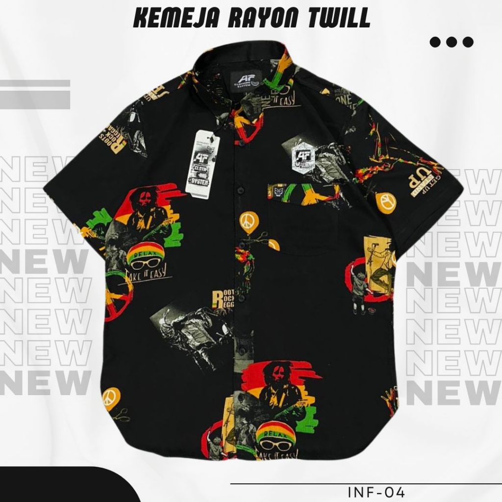 Kemeja Pria Rayon Twill Premium Motif Lengan Pendek (INF-04)