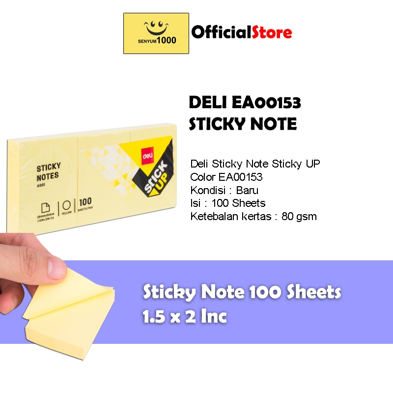 

Deli EA00153 Sticky Notes 38×51mm Yellow