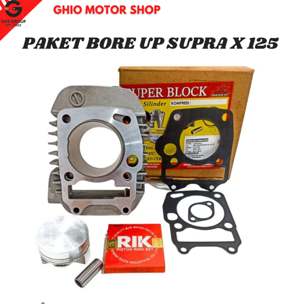 Paket Bore Up BRT Supra X 125 Karisma 55.25 Blok & piston BRT Casting iron Ghio racing